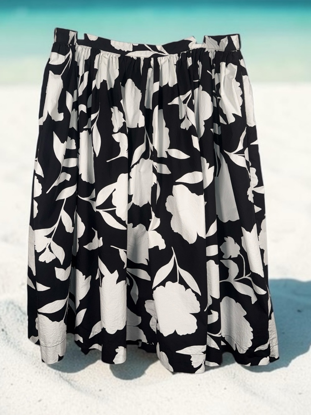 Kate Spade Black & White Floral A-Line Women's Skirt
